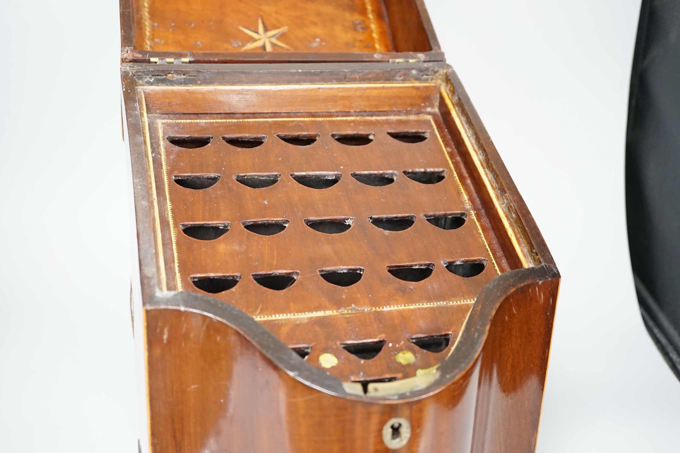 A 19th century inlaid mahogany knife box